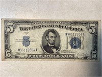 5 Dollar Silver Certificate W/Blue Seal, S- 1934