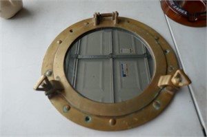 Nice Brass Port Hole With Mirror 10 1/2"D