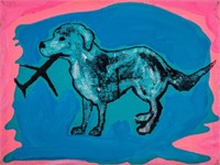 Brian Leo "Dog & Airplane" Acrylic on Canvas