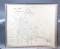 Large framed chart of Boston Harbor
