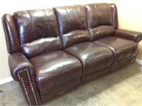 BROWN LEATHER RECLINING SOFA