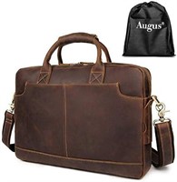 Genuine Leather Briefcase  15.6 Inch  Brown