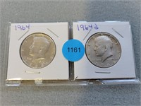 1964, 1964d Kennedy halves. Buyer must confirm all
