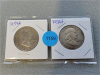 1958, 1959d Franklin halves. Buyer must confirm al