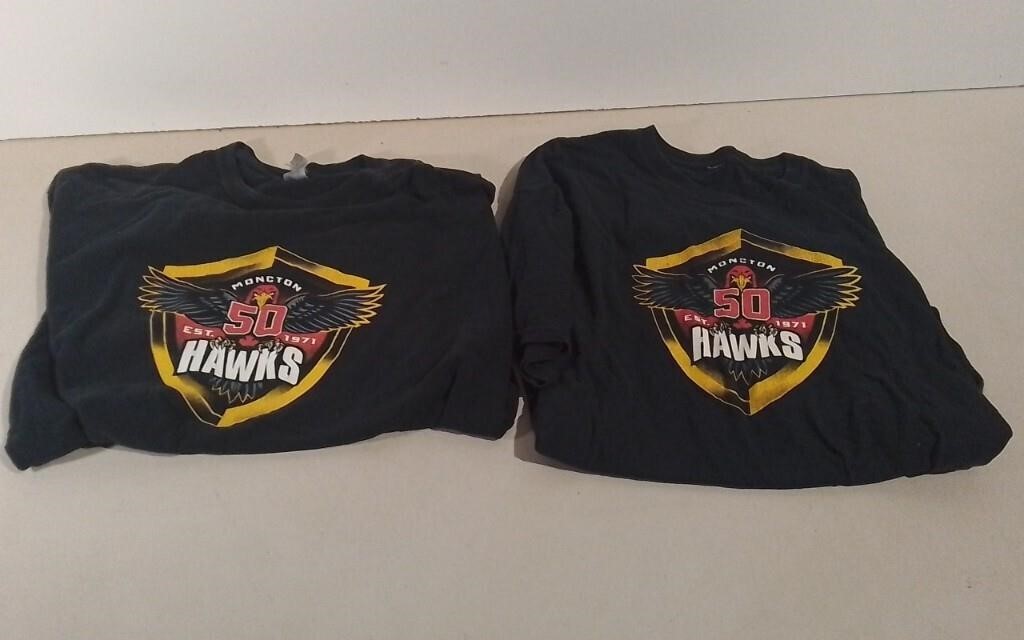 Two Moncton Hawks T-Shirts Sz XL