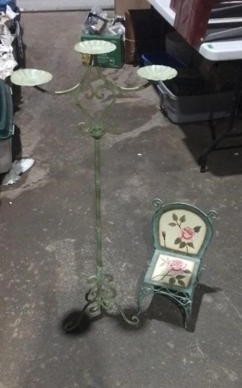 Metal Candle Stand & Metal Chair