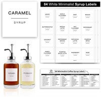 84 Coffee Syrup Labels for Coffee Bar Accessories