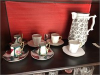 Tea lot: One kettle and 6 tea cups with saucers