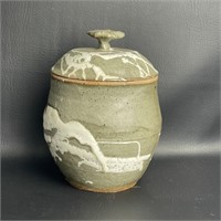 Signed Hand Thrown Pottery Jar w/ Lid