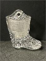 Clear glass boot wall pocket/toothpick holder