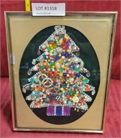 FRAMED COSTUME JEWELRY TREE COLLAGE