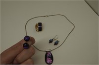 Cosmetic Necklace and 3 Earring Sets