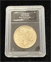 1923 S Peace Silver Dollar in Plastic Holder