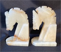 Onyx horse head bookends, 6"h