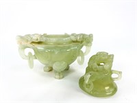 Jade Dragon Head Footed Bowl with Lid