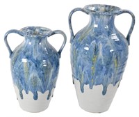 VBB - Drip Glazed Textured Vases Set of 2