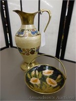 1950's Brass Cloisonné Ewer and Handled Bowl