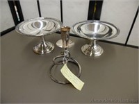3 pcs Silverplate Candle and Candy/Nut Bowls