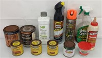 Lot of various cleaners glus and wood stains