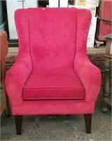 Red Microfiber Wing Back Chair