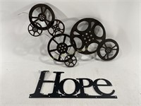 (2) Metal Wall Decor: Film/Cinema & Hope