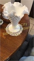 Milk glass vase and other various items