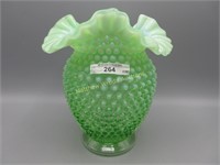 Fenton green opal Hobnail 7.5" vase