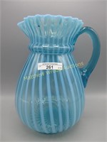 Hobbs blue opal Stripe Ring Neck water pitcher