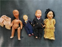 Vntg Small Dolls Clay Native, Compo, Celluloid
