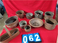 copper pails bowls palnters