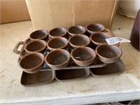 3 Cast Iron Muffin Pans