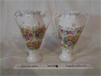 Pair TILSO Vases Hand Painted Japan