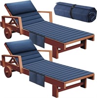Hoolerry 2pcs Folding Chaise Lounge Cushion
