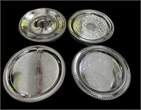 (4) Silver Serving Trays
