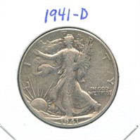 1941-D Walking Liberty Silver Half Dollar