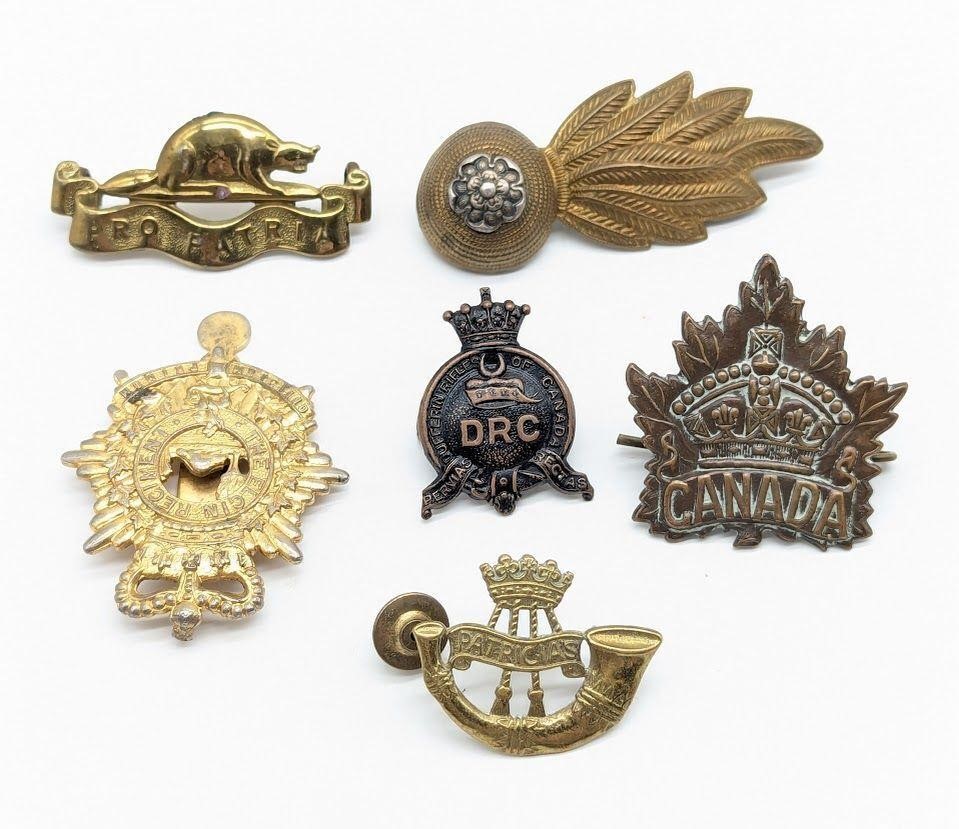 Lot Of 6 Military Cap Badges