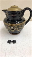 Early Enamel Overlay Brass Lidded Teapot