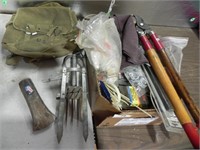 Misc. Lot - Loppers, Axe Head, Mole Trap, Etc.