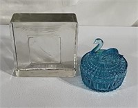Glass block and powder jar