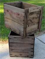 Pair of Antique Wine Shipment Crates