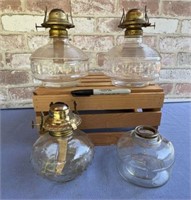 (4 PCS) CLEAR GLASS OIL LAMP BASES