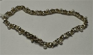 .925 Sterling China Bracelet with Pearls