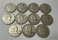 11 Franklin Half Dollars