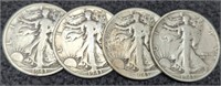 (4) 1943-S W. Liberty Half Dollars