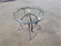 Reclaimed Bicycle Wheel Coffee Table W/ Glass Top