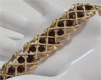 Crown Trifari Gold Tone Topaz Rhinestone Bracelet