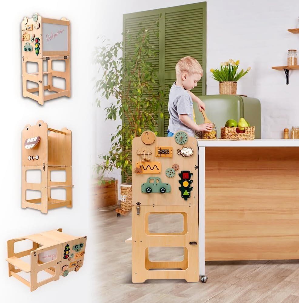 Kitchen Step Stool: Safety Rail  Solid Wood
