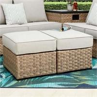 River Oaks Outdoor Wicker Ottomans  2 Pack