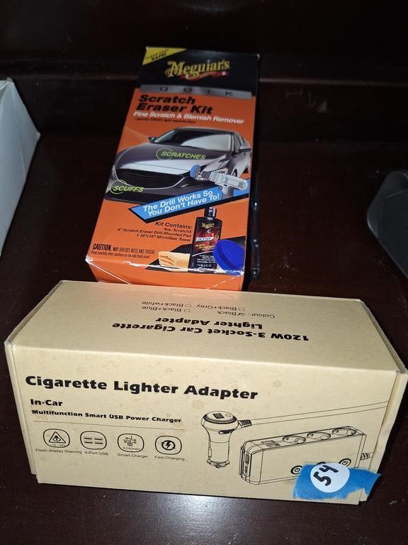 CIGARETTE LIGHTER ADAPTER. & SCRATCH ERASER