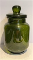 Moss Green Lidded Glass Jar 13”